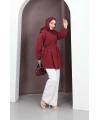 Bebe Yaka Belden Kuşaklı Gömlek Bordo