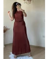 Bel Detaylı Vatkalı Elbise