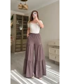 Bel Lastikli Pantolon Etek Pastel Pudra