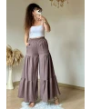Bel Lastikli Pantolon Etek Pastel Pudra