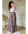 Bel Lastikli Pantolon Etek Pastel Pudra