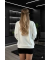 Beyaz Büyük Çiçekli Sweatshirt