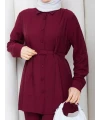 Bordo Kemerli Gömlek Takım