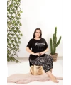 Büyük Beden Beautiful Yazılı Pijama Takımı