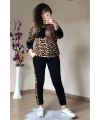 Deri Detaylı Leopar Eşofman Takımı
