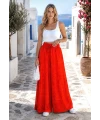 Düz Beli Lastikli ve İpli Viskon Pantolon Turuncu