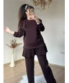 Eteği Pileli Çiçek Takım Kahve