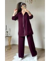 Fermuarlı Taşlı Takım Bordo Büyük Beden