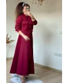 Gold Dugmelı Etek Bluz Takım Bordo