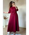 Gold Dugmelı Etek Bluz Takım Bordo