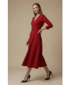 Halka Kemerli Triko Elbise - KIRMIZI