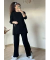 İnci Düğmeli Yırtmaçlı Takım