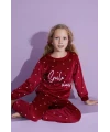 Kadife Puanlı Çocuk Takım Bordo