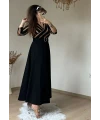 Kahve Cızgılı Halka Kemerlı Trıko Elbise