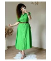 Kahve Kemerli Gömlek Elbise