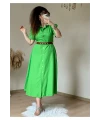 Kahve Kemerli Gömlek Elbise