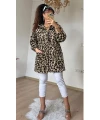 Kapuşonlu Leopar Peluş Hırka