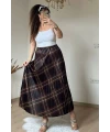 Kare Desen Pileli Kahve Etek