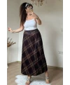 Kare Desen Pileli Kahve Etek
