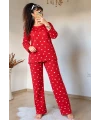 Kırmızı Kalpli Pijama Takımı