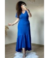 Kısa Kol Romantik Elbise Mavi