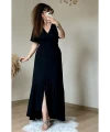 Kısa Kol Romantik Elbise Siyah