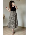 Kısa Kol Üst Siyah Alt Leopar Krep Elbise