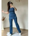 Kısa Kol Yan Yırtmaçlı Kaskorse Takım Mavi