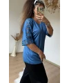 Kolları Dantel Detaylı Takım Mavi