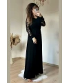 Kolları Tül Çiçek Uzun Triko Elbıse