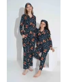 Lacivert Ayıcık Desen  kız Çocuk Pijama Takımı
