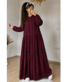 Lavinya Desen Güpür Elbise Bordo