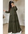 Lavinya Desen Güpür Elbise Haki