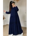 Lavinya Desen Güpür Elbise Lacivert