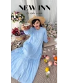 Lavinya Desen Güpür Elbise Mavi