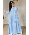 Lavinya Desen Güpür Elbise Mavi