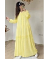 Lavinya Desen Güpür Elbise Sarı