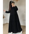 Lavinya Desen Güpür Elbise Siyah