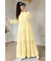 Manolya Desen Dantel Detaylı Elbise Sarı