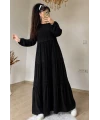 Manolya Desen Dantel Detaylı Elbise Siyah