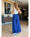 Mavi Nakışlı Pantolon Etek