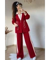 Mila Şerit Detayli Takım Kırmızı