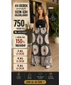 Motif Desen Beli Lastikli ve İpli Viskon Pantolon Siyah