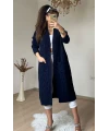 Örgü Desen Hırka Lacivert