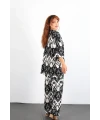 Otantik Desen Kimono Takım Siyah