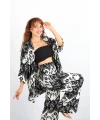 Otantik Desen Kimono Takım Siyah
