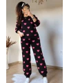 Pembe Kalpli Siyah Pijama Takım