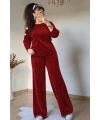 Simli Gold Düğmeli İkili Takım Kırmızı