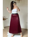 Spor Pileli Etek Bordo