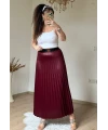 Spor Pileli Etek Bordo